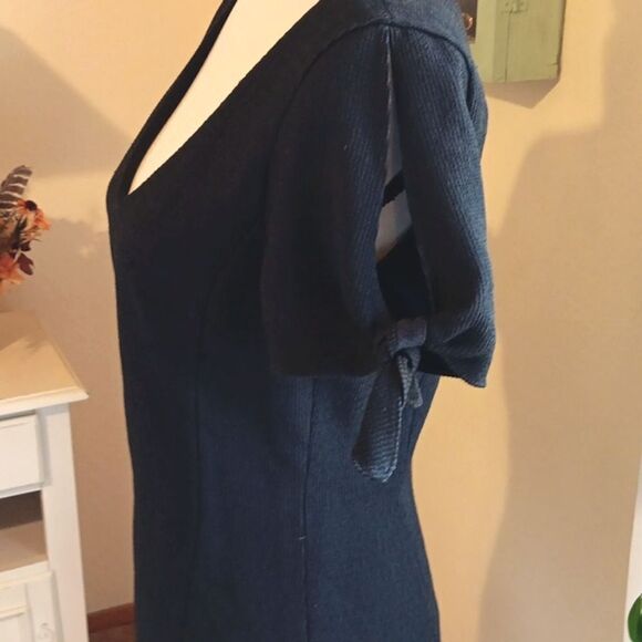 Club Monaco Textured Little Black Dress Dark Academia - Picture 6 of 13